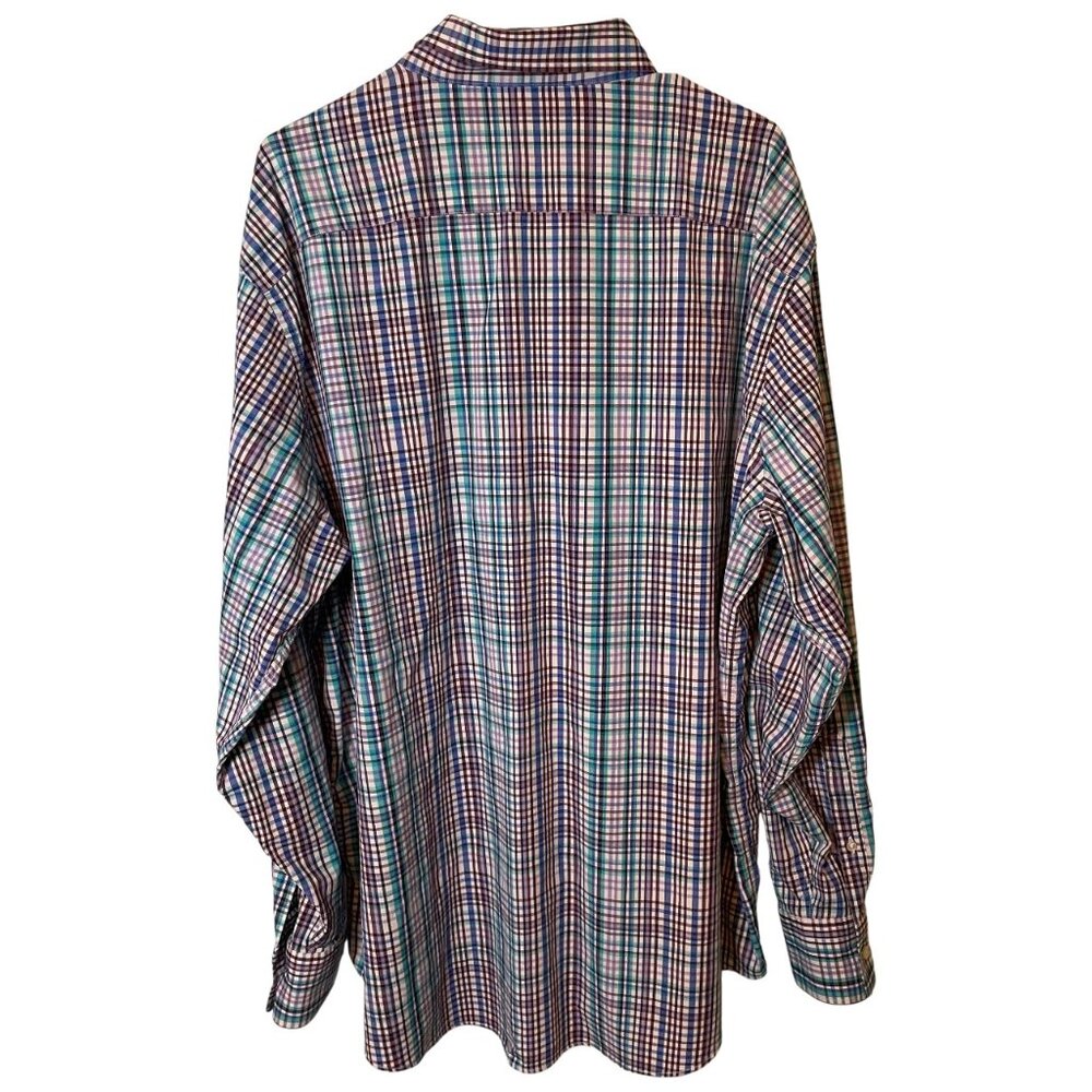 Peter Millar Men's Summer Comfort Button Up Shirt XXL Blue Purple Plaid Preppy - Picture 2 of 12